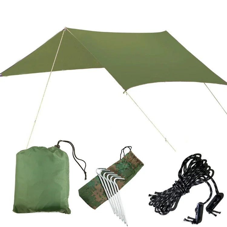 3x3m Awning Waterproof Tarp Tent Shade Ultralight Garden Canopy Sunshade Outdoor Camping Hammock Rain Fly Beach Sun Shelter