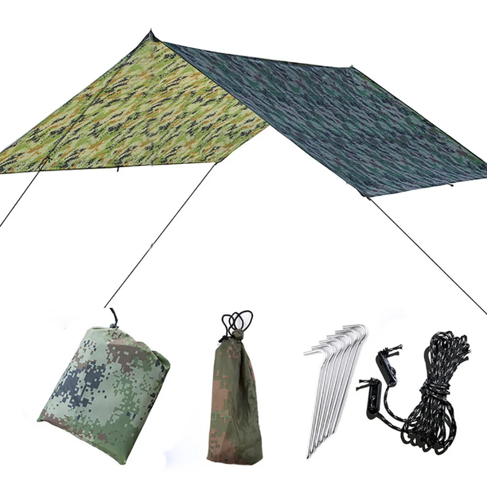 3x3m Awning Waterproof Tarp Tent Shade Ultralight Garden Canopy Sunshade Outdoor Camping Hammock Rain Fly Beach Sun Shelter