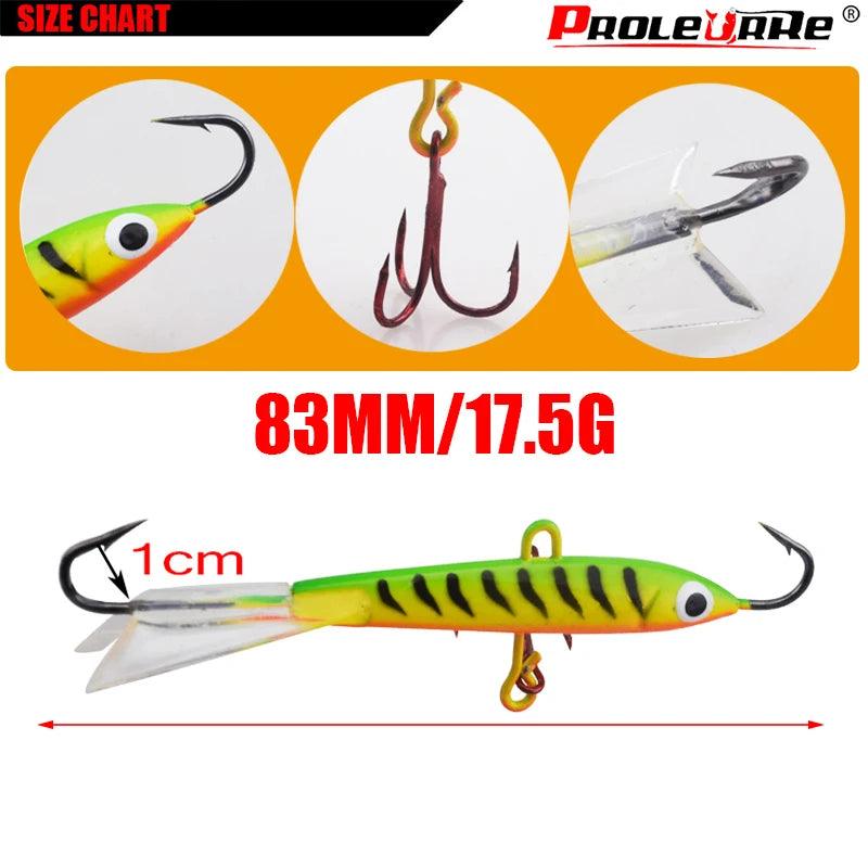 1Pcs 82mm 18g Quality Winter Ice Jig Fishing Lure VIB Artificial Fake Bait Leurre Balancer For Fishing Carp Pike Perch Tackle