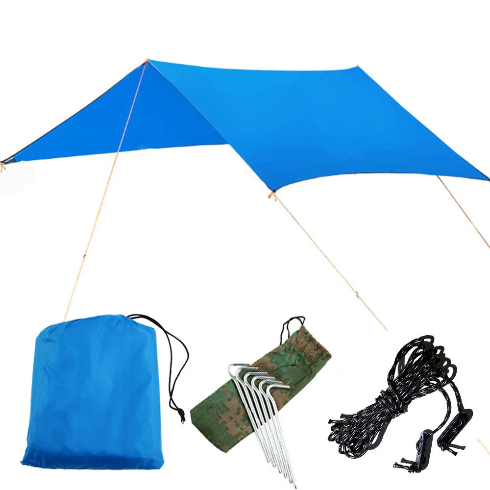 3x3m Awning Waterproof Tarp Tent Shade Ultralight Garden Canopy Sunshade Outdoor Camping Hammock Rain Fly Beach Sun Shelter