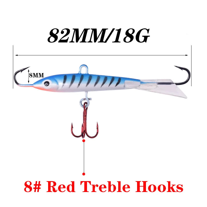 1Pcs 82mm 18g Quality Winter Ice Jig Fishing Lure VIB Artificial Fake Bait Leurre Balancer For Fishing Carp Pike Perch Tackle