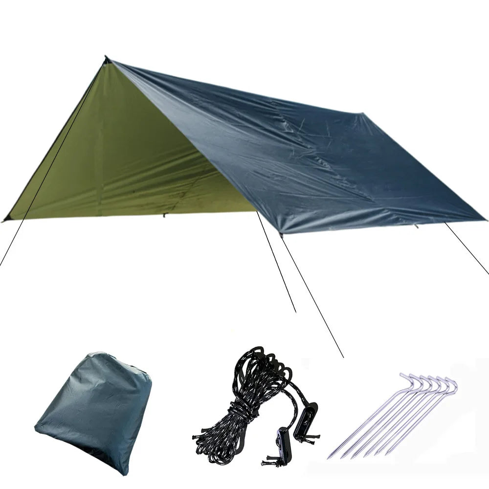3x3m Awning Waterproof Tarp Tent Shade Ultralight Garden Canopy Sunshade Outdoor Camping Hammock Rain Fly Beach Sun Shelter