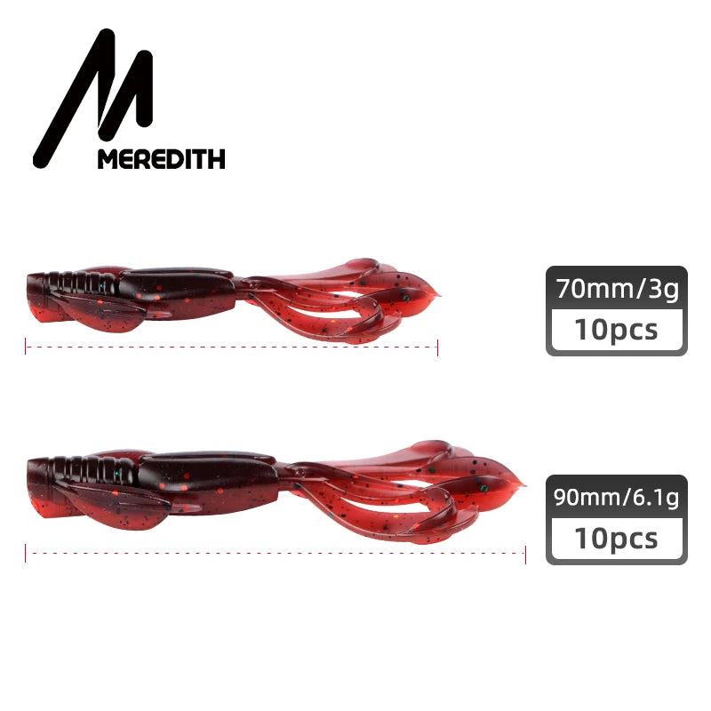 MEREDITH Crazy Flapper Fishing Lures Soft Lure Fishing Lure 70mm/10pcs Soft Silicone Baits Shrimp Bass Peche Gear Fishing Tackle
