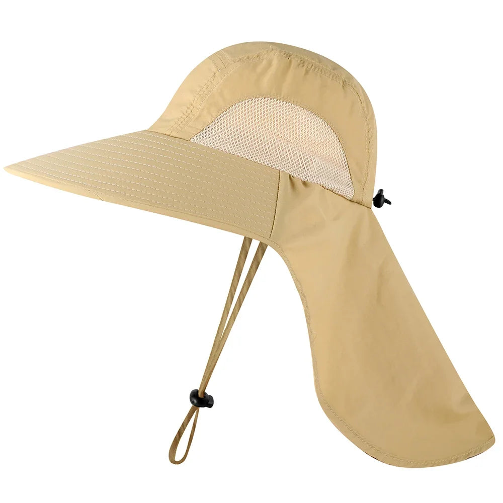 Fishing Sun Hat Sun Protect Cap UV Protection Neck Cover Wide Brim Neck Flap Fishing Cap for Travel Camping Hiking Fishing Cap