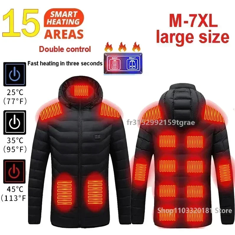 Men 21 Areas Heated Jacket USB Electric Heating Vest For women Winter Outdoor Warm Thermal Coat Parka Jacket NEW Cotton jacket