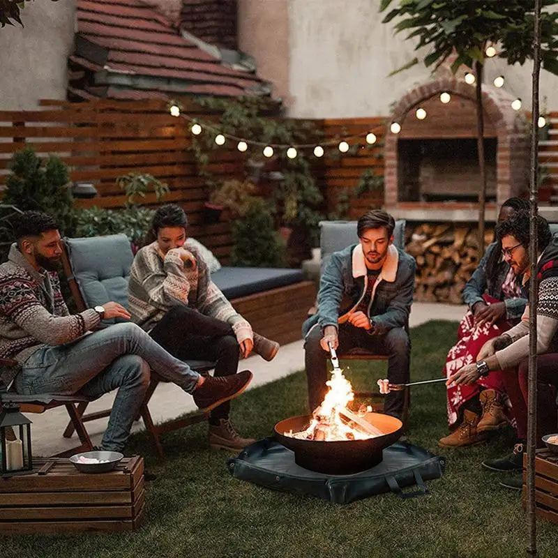 Fireproof Mat Hexagonal Fire Pit Foldable Firewood Bag With Hanger Ear For Grass BBQ Smoker Patio Deck Outdoor Camping Cooking