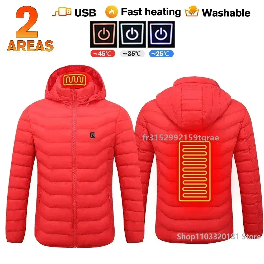 Men 21 Areas Heated Jacket USB Electric Heating Vest For women Winter Outdoor Warm Thermal Coat Parka Jacket NEW Cotton jacket