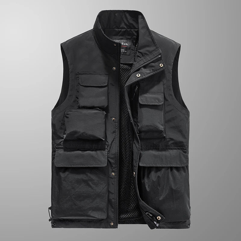 Summer New Pockets Men US Tactical Hiking Fishing Vest Mens Photographer Waistcoat Mesh Cargo Camping Climb Jacket Tool Vest