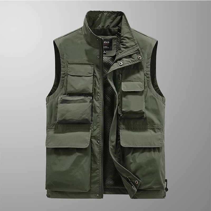 Summer New Pockets Men US Tactical Hiking Fishing Vest Mens Photographer Waistcoat Mesh Cargo Camping Climb Jacket Tool Vest