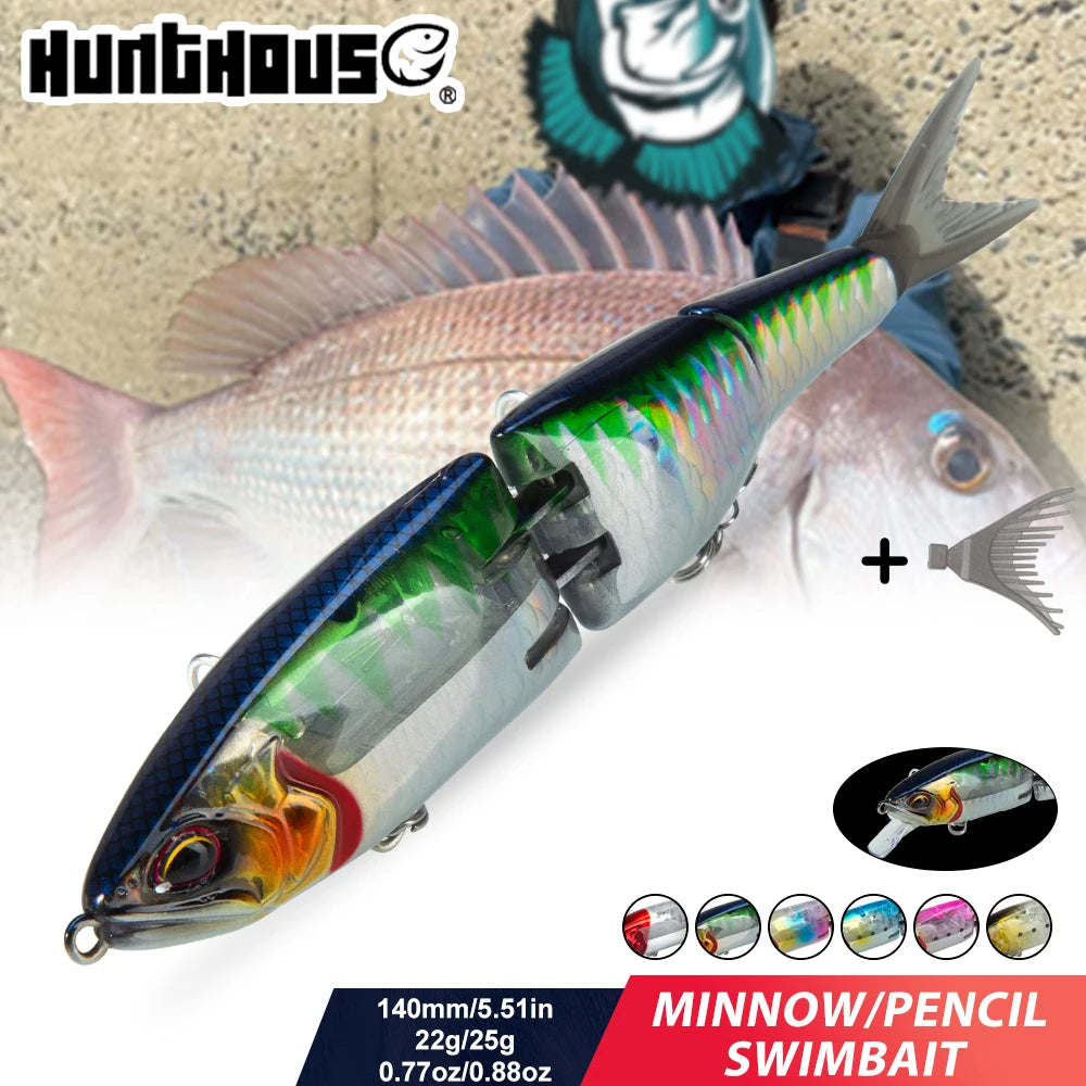 Hunthouse Swimbait Armajoi Pencil Minnow Three Sections Hard Bait 140mm 22g 25g Exsence Shallow Wobbler Topwater Saltwater Fish