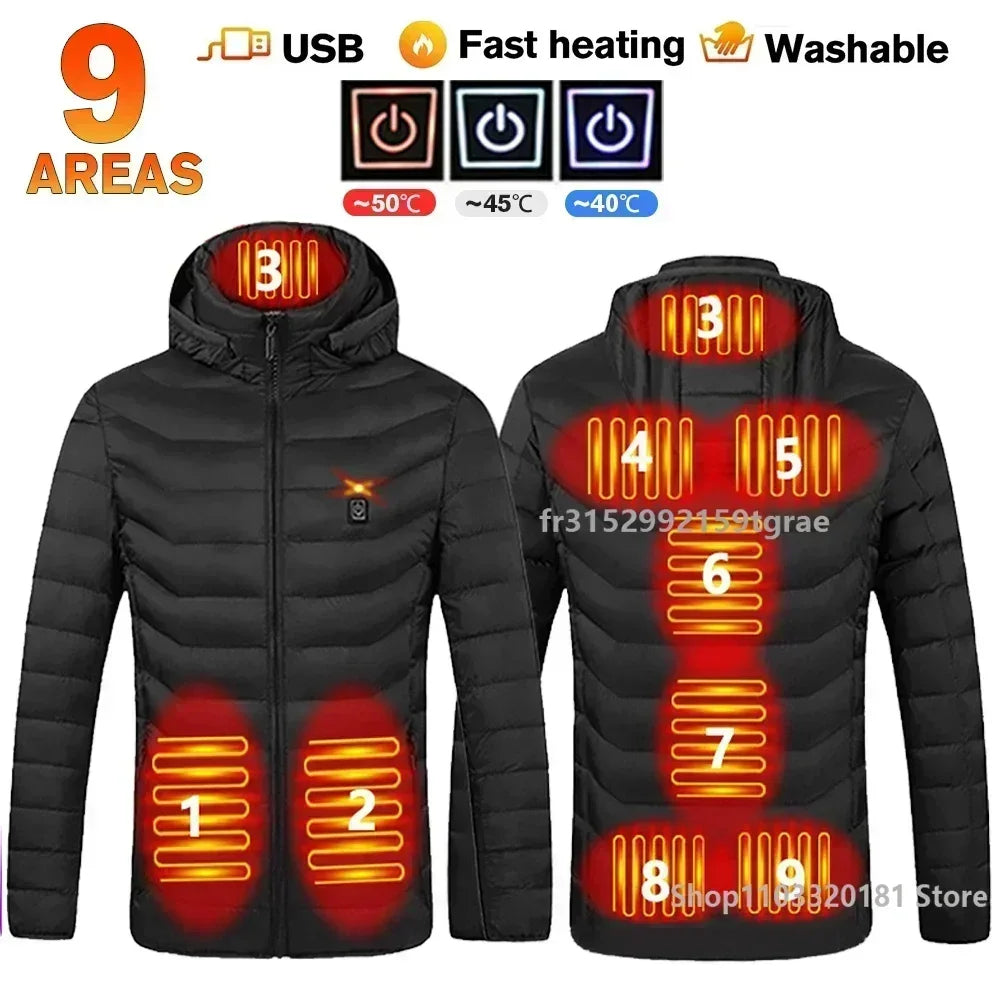 Men 21 Areas Heated Jacket USB Electric Heating Vest For women Winter Outdoor Warm Thermal Coat Parka Jacket NEW Cotton jacket