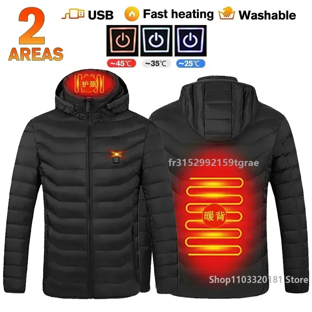 Men 21 Areas Heated Jacket USB Electric Heating Vest For women Winter Outdoor Warm Thermal Coat Parka Jacket NEW Cotton jacket