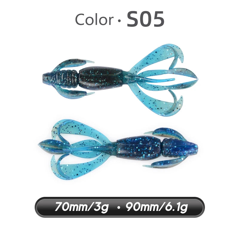 MEREDITH Crazy Flapper Fishing Lures Soft Lure Fishing Lure 70mm/10pcs Soft Silicone Baits Shrimp Bass Peche Gear Fishing Tackle