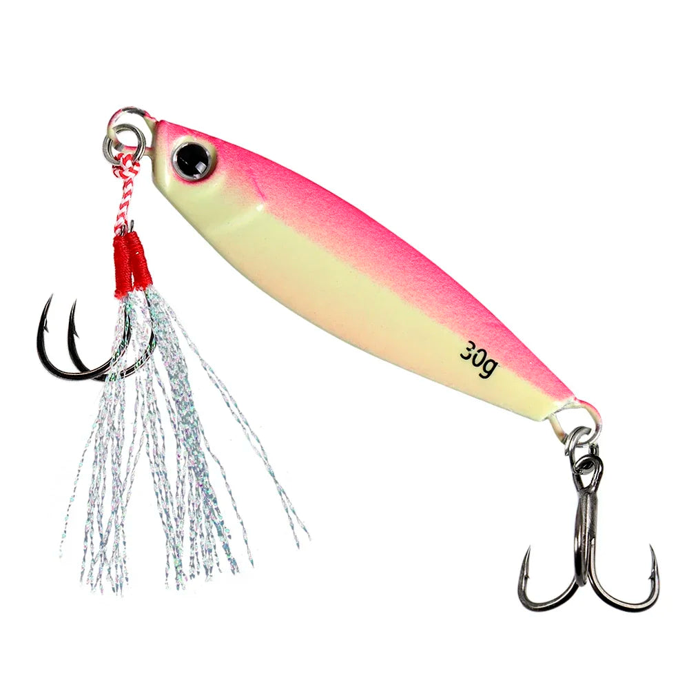 Luminous Fishing 7g/10g/15g/20g/30g Jigging Hook Spinner Bait Laser Metal Jig Spoon Fishing Lure