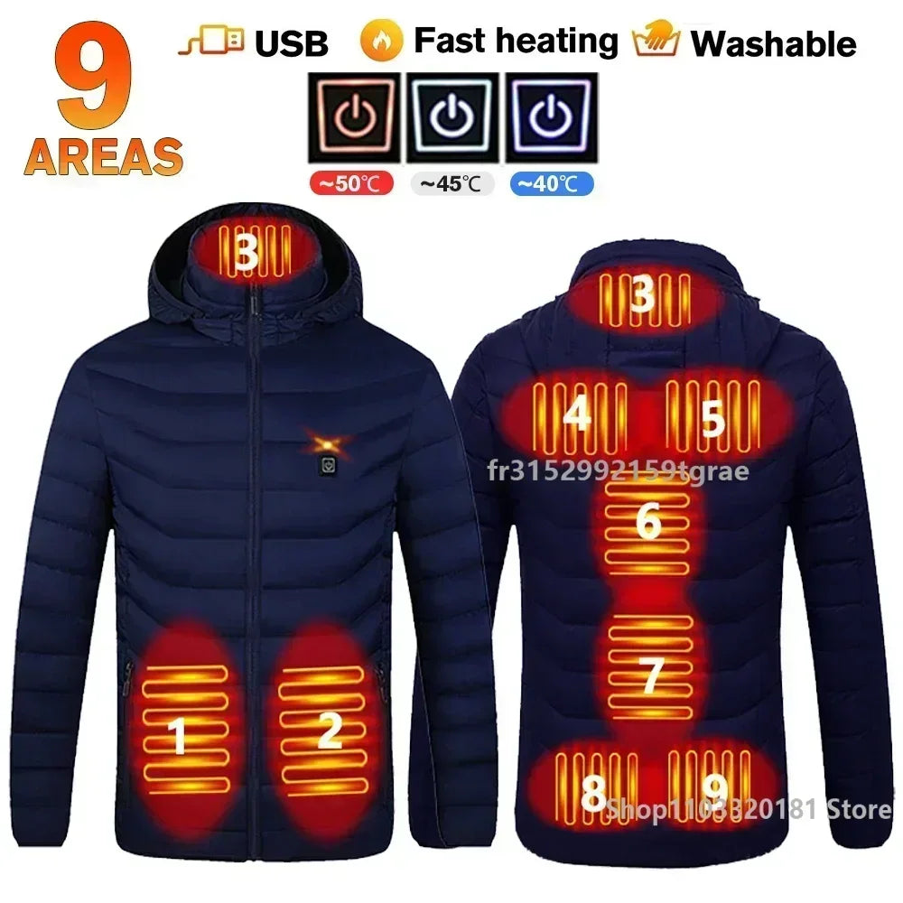 Men 21 Areas Heated Jacket USB Electric Heating Vest For women Winter Outdoor Warm Thermal Coat Parka Jacket NEW Cotton jacket