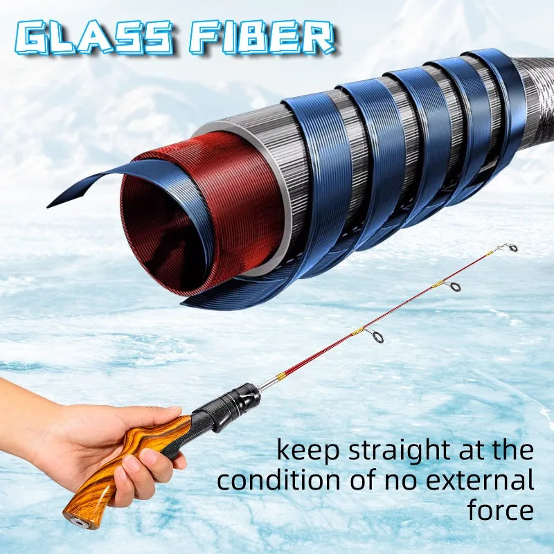 Sougayilang Ice Fishing Rod Portable Carbon Fiber River Shrimp Carp Fishing Pole 50CM Mini 2 Sections Winter Fishing Rod Pesca