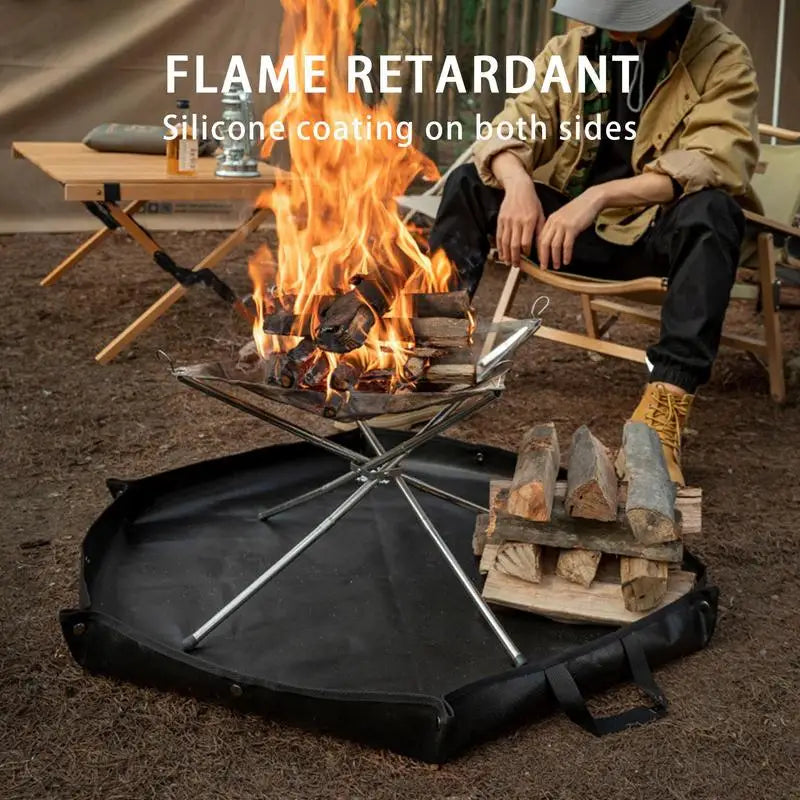 Fireproof Mat Hexagonal Fire Pit Foldable Firewood Bag With Hanger Ear For Grass BBQ Smoker Patio Deck Outdoor Camping Cooking