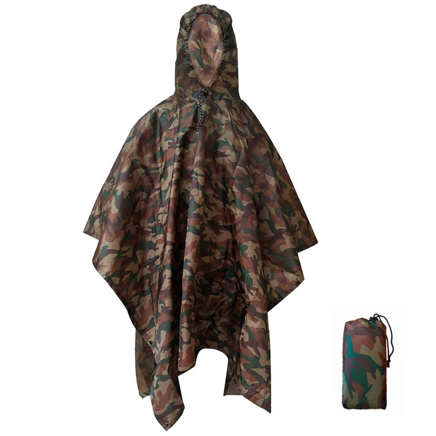 3 In 1 Outdoor Military Raincoat Hooded Sleeve Waterproof Rain Poncho Motorcycle Rain Cover Camping Hiking Travel Rainwear Tent
