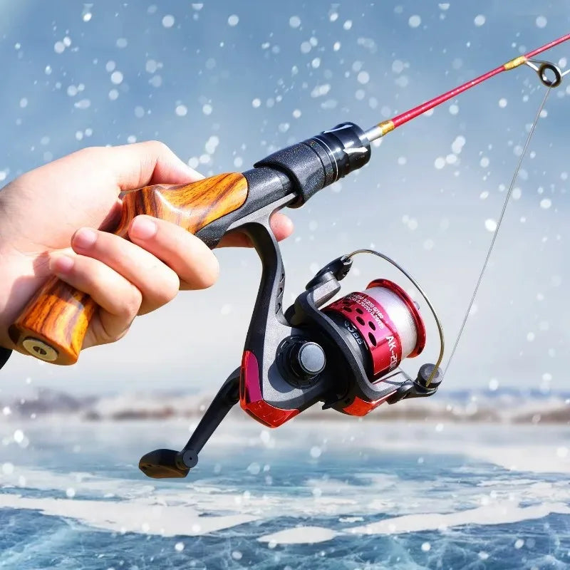 Sougayilang Ice Fishing Rod Portable Carbon Fiber River Shrimp Carp Fishing Pole 50CM Mini 2 Sections Winter Fishing Rod Pesca