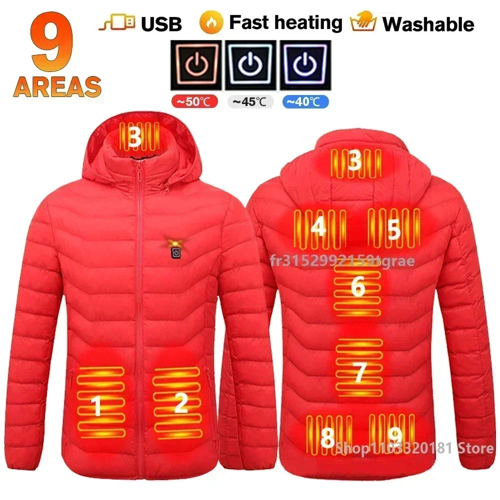 Men 21 Areas Heated Jacket USB Electric Heating Vest For women Winter Outdoor Warm Thermal Coat Parka Jacket NEW Cotton jacket