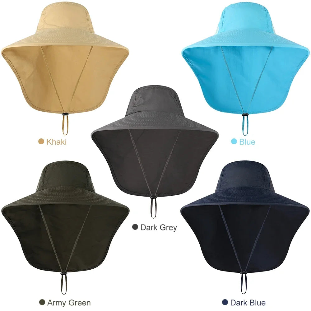 Fishing Sun Hat Sun Protect Cap UV Protection Neck Cover Wide Brim Neck Flap Fishing Cap for Travel Camping Hiking Fishing Cap