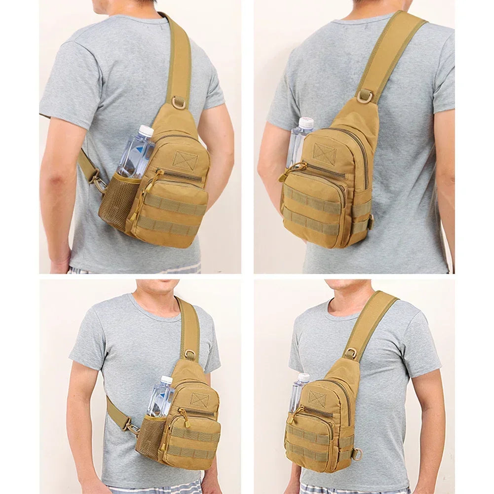 Small Outdoor Tactical Camouflage Kettle Chest Bag molle pouch Hiking Backpack Nylon Hunting Fishing Camo Hiking Shoulder Bag