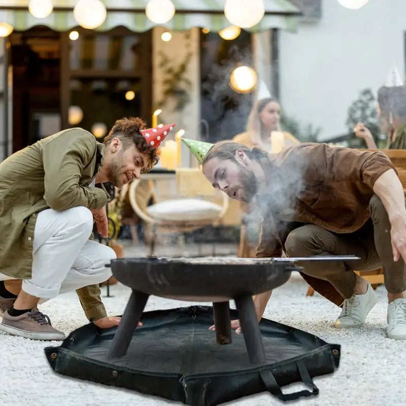Fireproof Mat Hexagonal Fire Pit Foldable Firewood Bag With Hanger Ear For Grass BBQ Smoker Patio Deck Outdoor Camping Cooking
