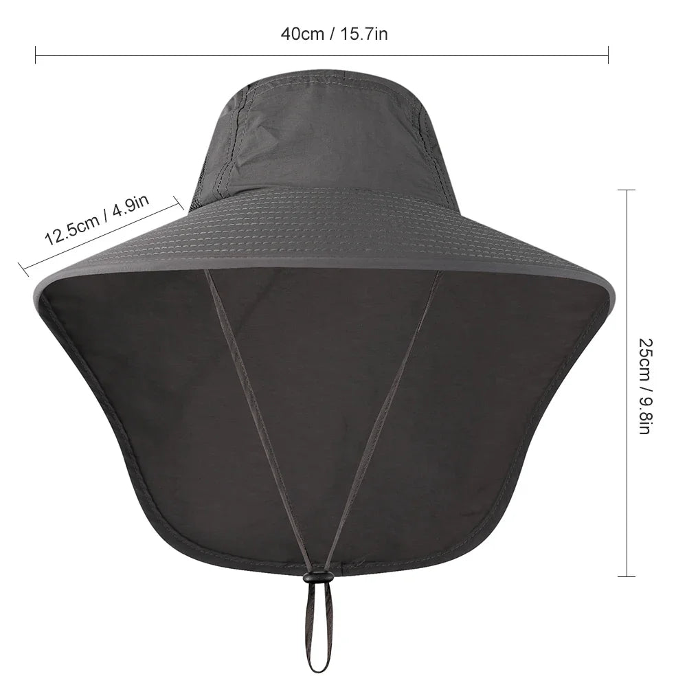 Fishing Sun Hat Sun Protect Cap UV Protection Neck Cover Wide Brim Neck Flap Fishing Cap for Travel Camping Hiking Fishing Cap