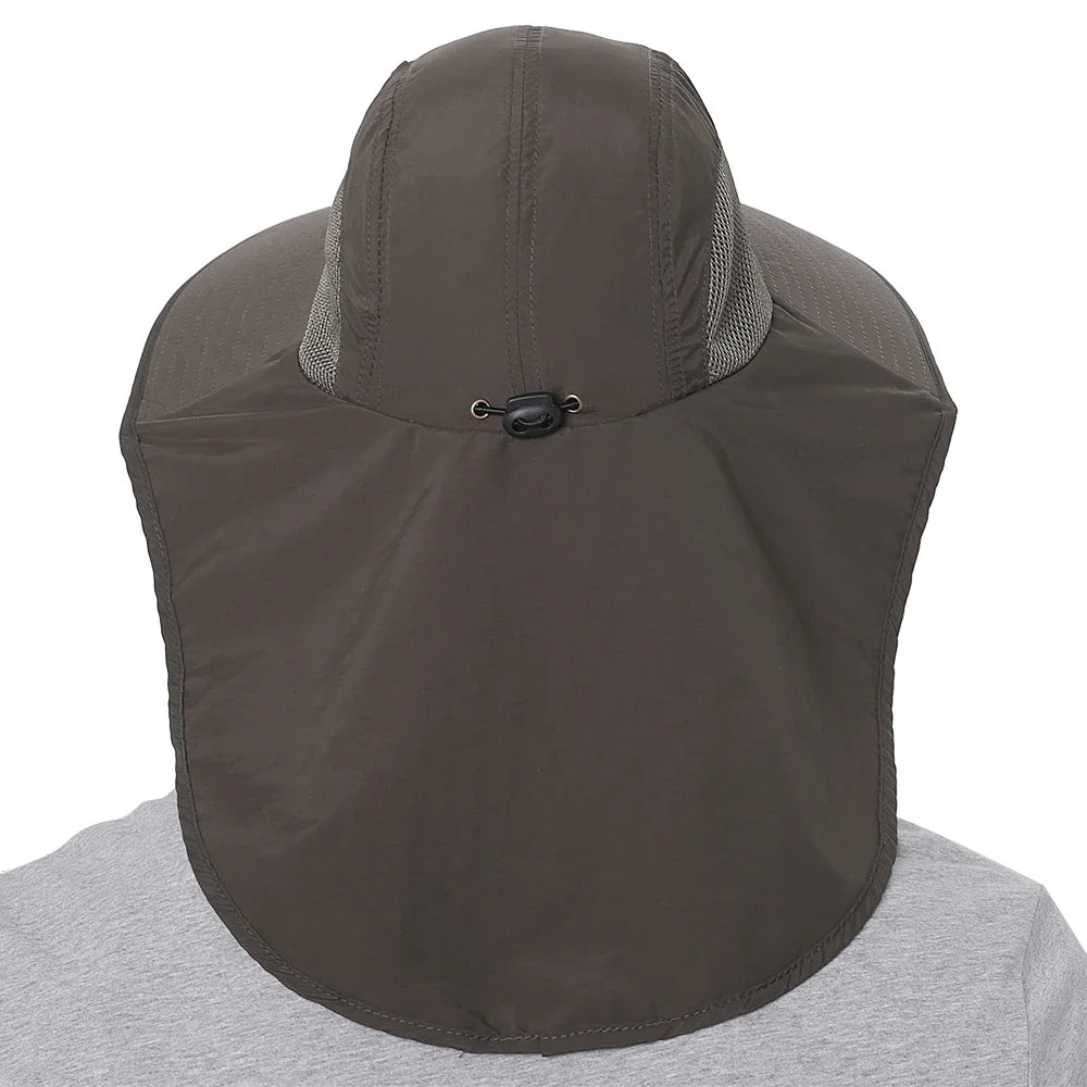 Fishing Sun Hat Sun Protect Cap UV Protection Neck Cover Wide Brim Neck Flap Fishing Cap for Travel Camping Hiking Fishing Cap