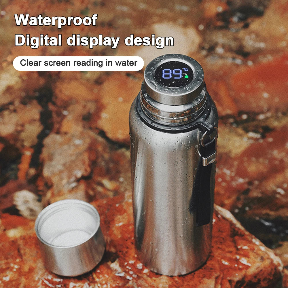 600-1500ml 316 Stainless Steel Thermos Bottle LED Temperature Display Thermal Mug Vacuum Flask Water Bottle For Outdoor Camping