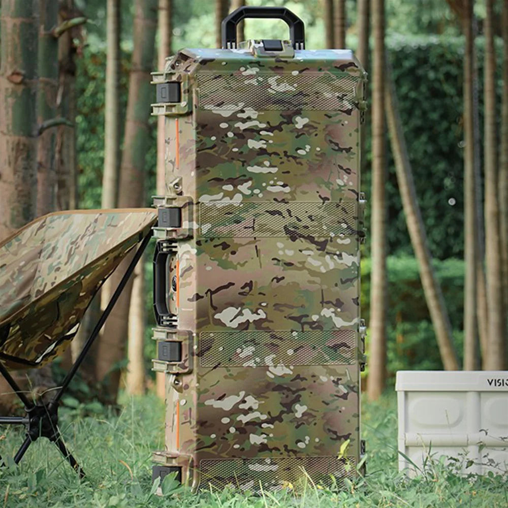 Outdoor Storm Safety Case 36.6in Camping Hunting Shooting Tactical Rifle Tooling Sponge Box Shockproof Anti-theft with Wheels