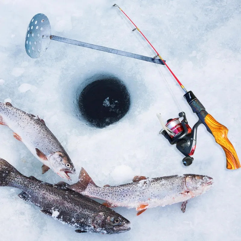 Sougayilang Ice Fishing Rod Portable Carbon Fiber River Shrimp Carp Fishing Pole 50CM Mini 2 Sections Winter Fishing Rod Pesca
