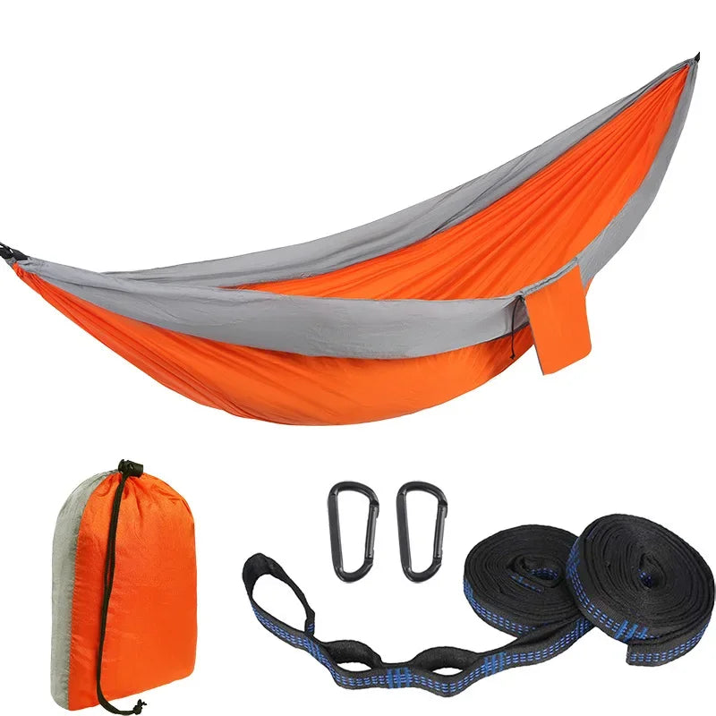 2 Person Hammock with Tree Straps,Portable Foldable Parachute Double Hamock for Outdoor, Travel, Camping