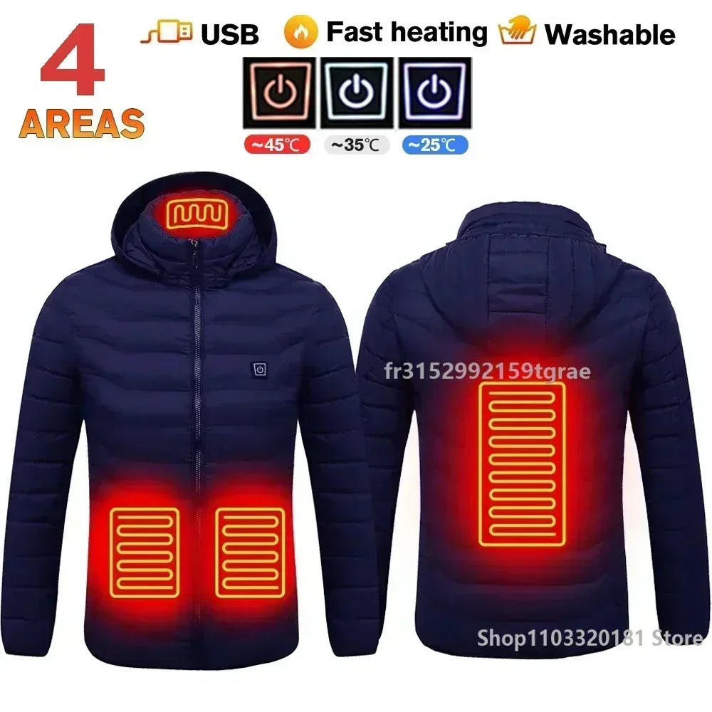 Men 21 Areas Heated Jacket USB Electric Heating Vest For women Winter Outdoor Warm Thermal Coat Parka Jacket NEW Cotton jacket