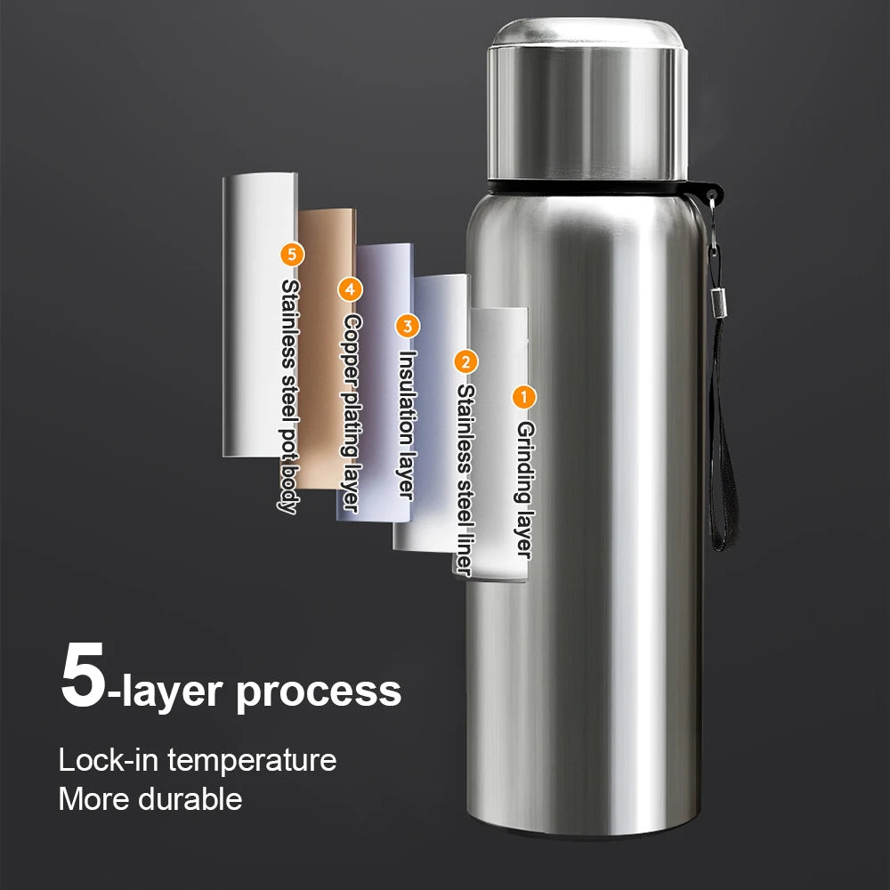 600-1500ml 316 Stainless Steel Thermos Bottle LED Temperature Display Thermal Mug Vacuum Flask Water Bottle For Outdoor Camping