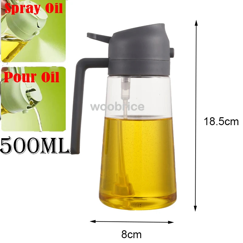 2in1 Kitchen Spray Oil Dispenser 500ml Oil Sprayer Polisher for Air Fryer Salad Grilling Roasting Cooking Kitchen Acceesories