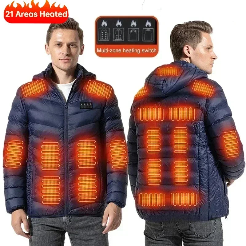 Men 21 Areas Heated Jacket USB Electric Heating Vest For women Winter Outdoor Warm Thermal Coat Parka Jacket NEW Cotton jacket