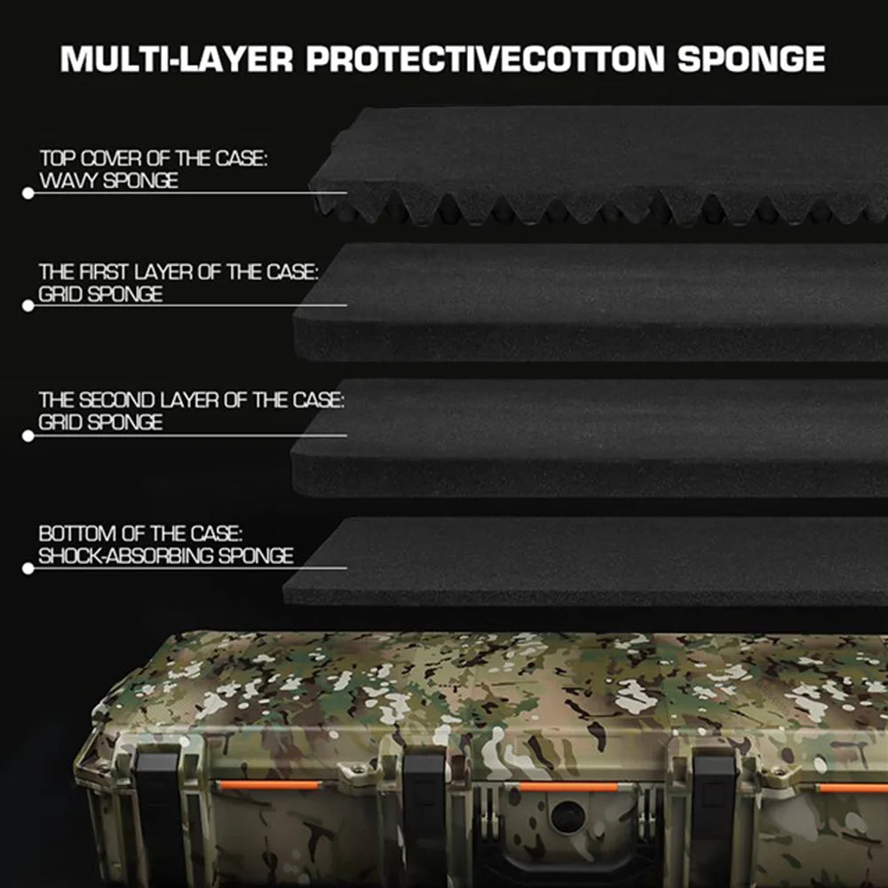 Outdoor Storm Safety Case 36.6in Camping Hunting Shooting Tactical Rifle Tooling Sponge Box Shockproof Anti-theft with Wheels