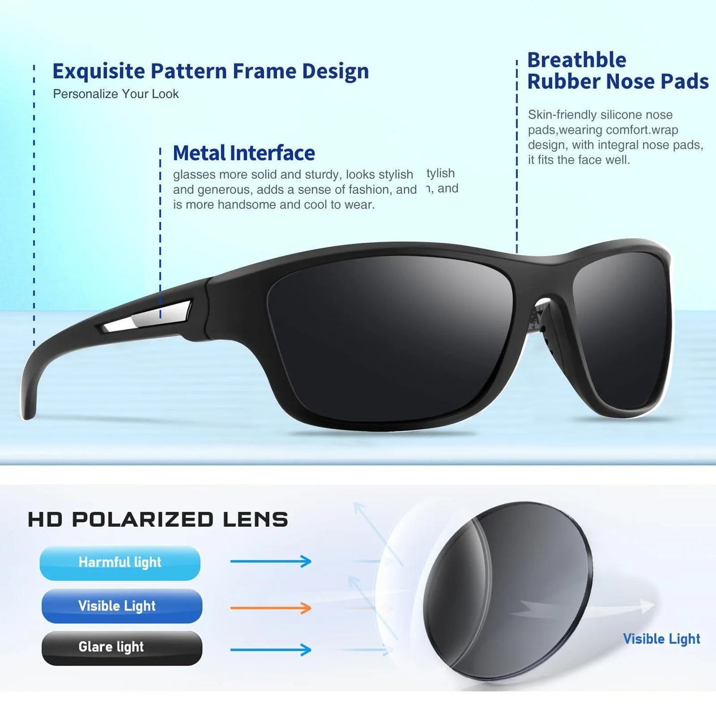 1pc Stylish Sports Sunglasses For Men & Women Outdoor Cycling Driving Fishing Polarized Fashion Glasses, Comes With Strap