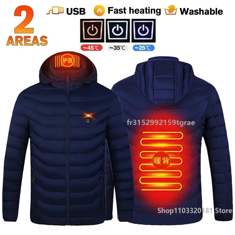 Men 21 Areas Heated Jacket USB Electric Heating Vest For women Winter Outdoor Warm Thermal Coat Parka Jacket NEW Cotton jacket