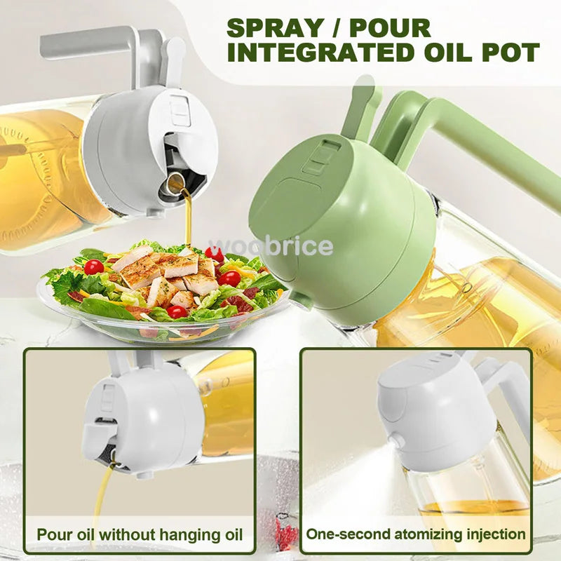 2in1 Kitchen Spray Oil Dispenser 500ml Oil Sprayer Polisher for Air Fryer Salad Grilling Roasting Cooking Kitchen Acceesories