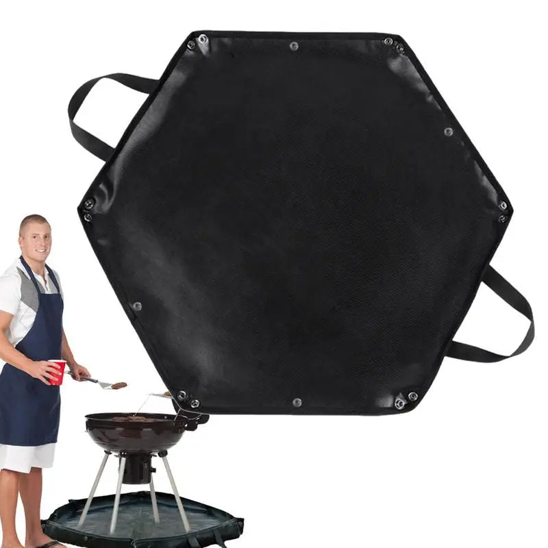 Fireproof Mat Hexagonal Fire Pit Foldable Firewood Bag With Hanger Ear For Grass BBQ Smoker Patio Deck Outdoor Camping Cooking