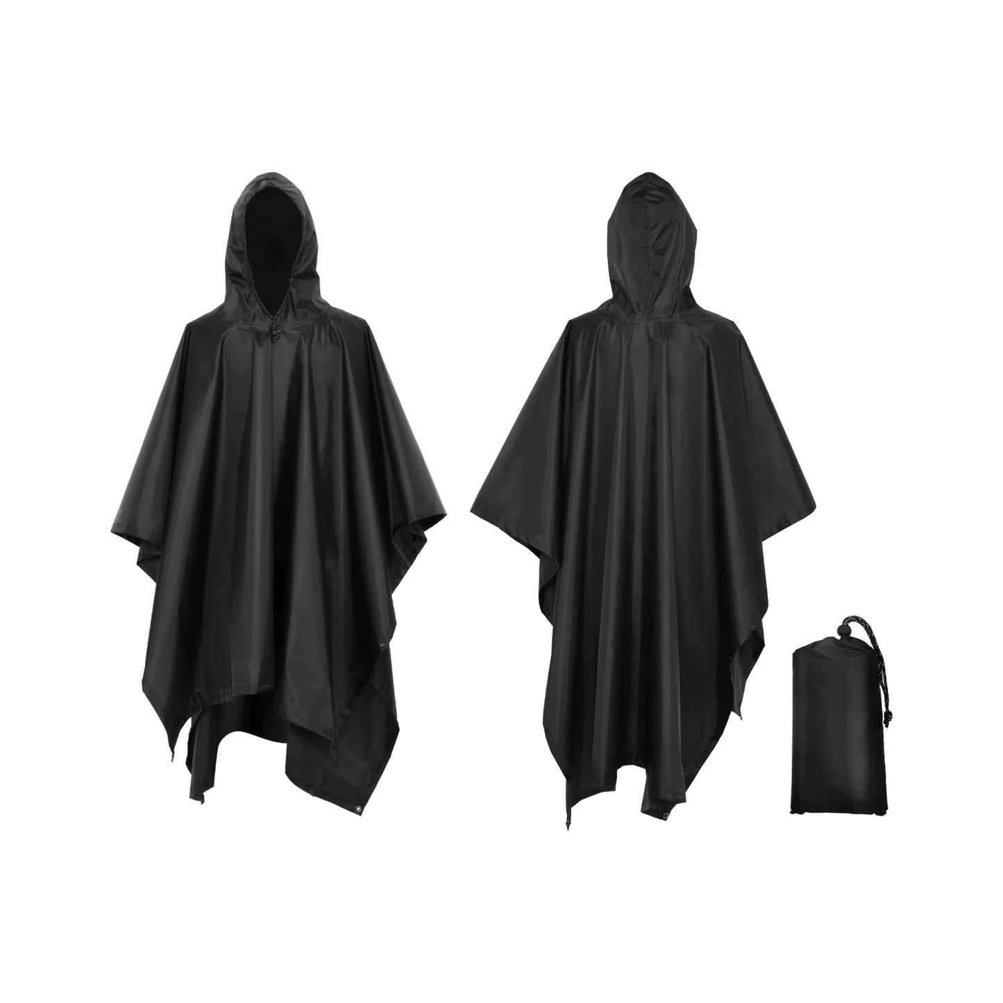 3 In 1 Outdoor Military Raincoat Hooded Sleeve Waterproof Rain Poncho Motorcycle Rain Cover Camping Hiking Travel Rainwear Tent