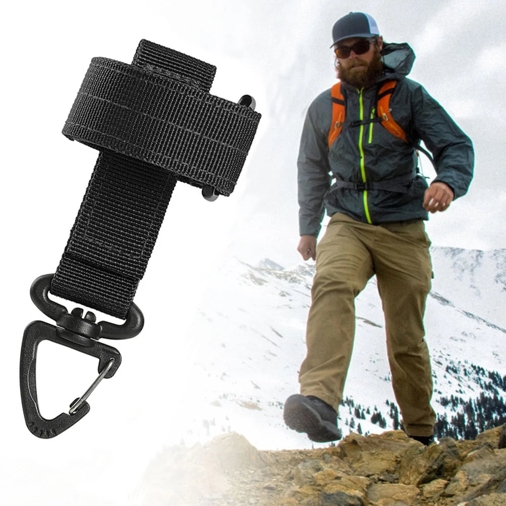 Mountaineering Buckle Outdoor Keychain Gear Clip Keeper Pouch Belt Keychain Gloves Rope Holder Military Hook Camping
