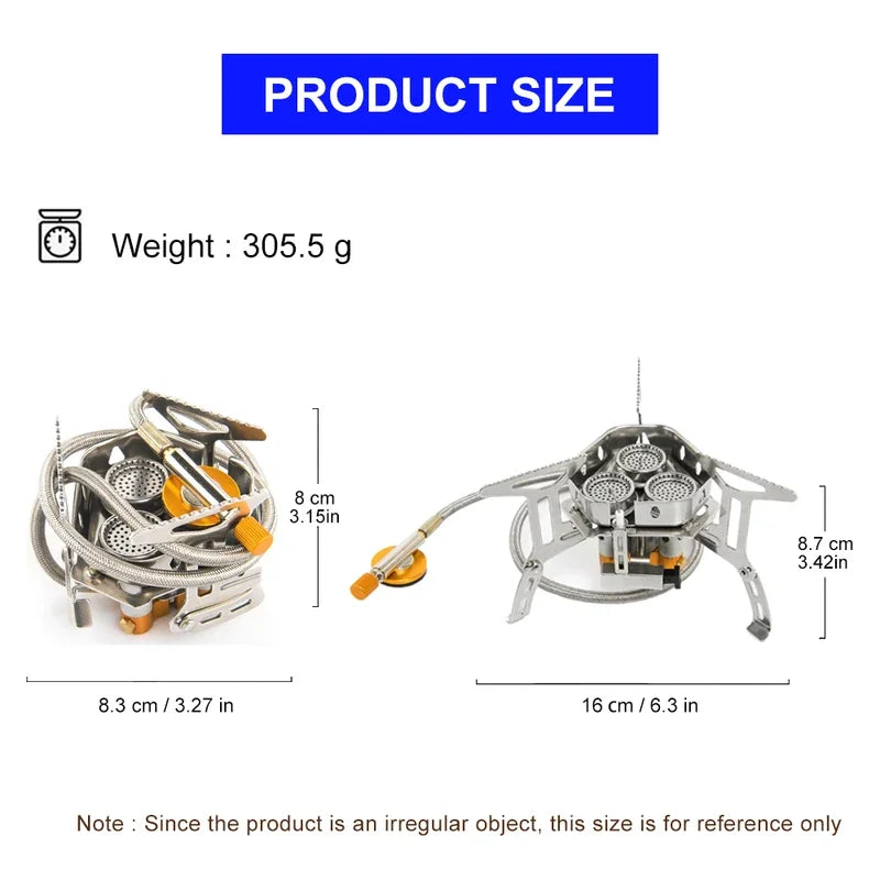 3 Heads Gas Stove Tourist Camping Burners Folding Backpacking Furnace 6800W Outdoor Hiking Picnic BBQ Cooking Equipment