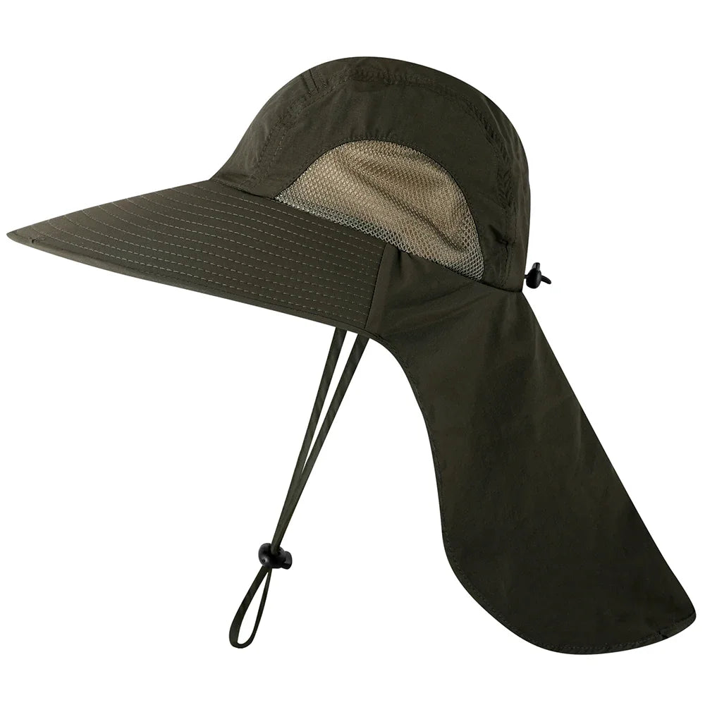 Fishing Sun Hat Sun Protect Cap UV Protection Neck Cover Wide Brim Neck Flap Fishing Cap for Travel Camping Hiking Fishing Cap