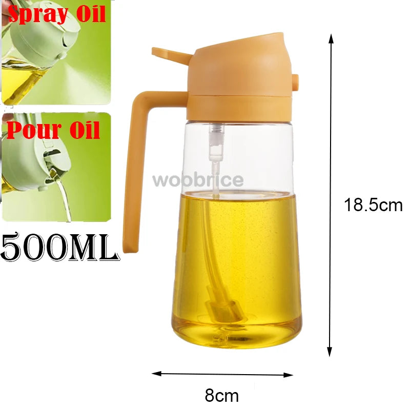 2in1 Kitchen Spray Oil Dispenser 500ml Oil Sprayer Polisher for Air Fryer Salad Grilling Roasting Cooking Kitchen Acceesories