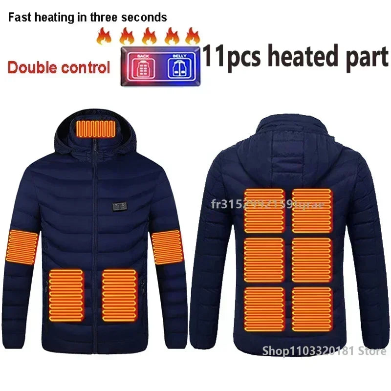 Men 21 Areas Heated Jacket USB Electric Heating Vest For women Winter Outdoor Warm Thermal Coat Parka Jacket NEW Cotton jacket