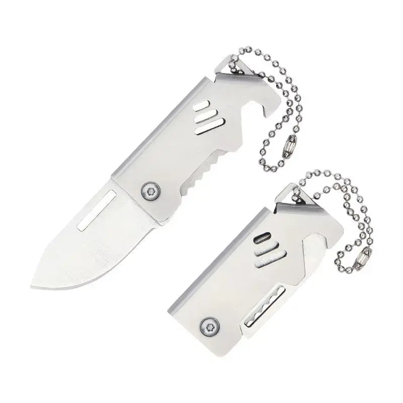Mini Outdoor Folding Knife D2 Steel Portable Bottle Opener Sharp Cutting Tool Hanger High Hardness Knife Camping Survival Tool