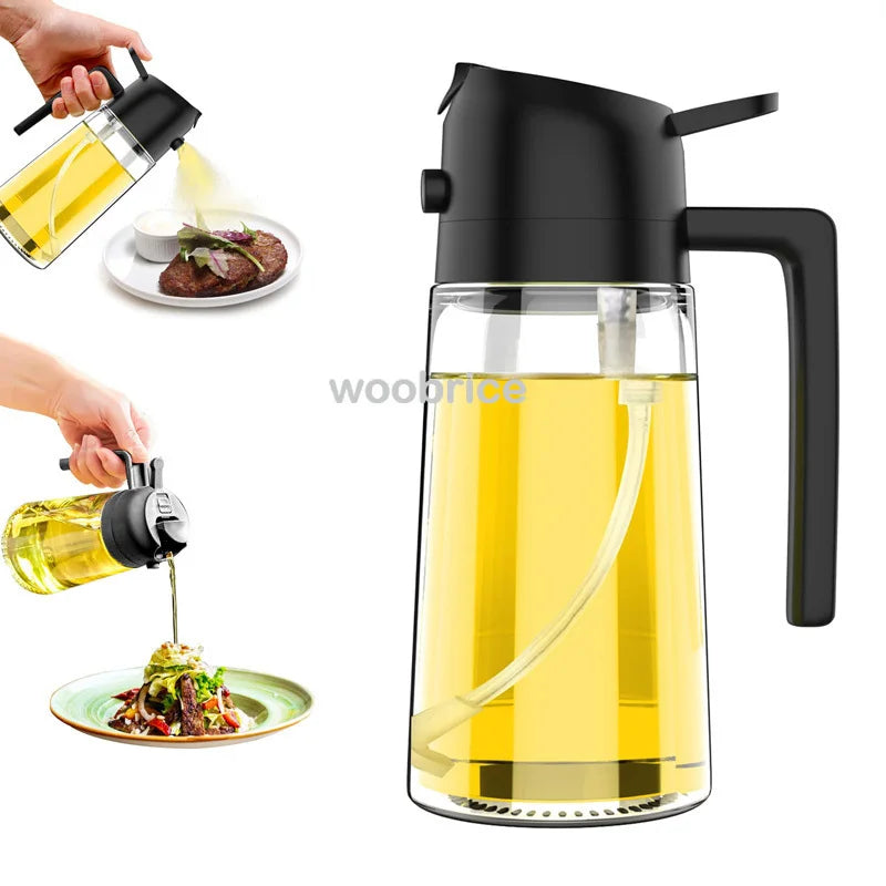 2in1 Kitchen Spray Oil Dispenser 500ml Oil Sprayer Polisher for Air Fryer Salad Grilling Roasting Cooking Kitchen Acceesories
